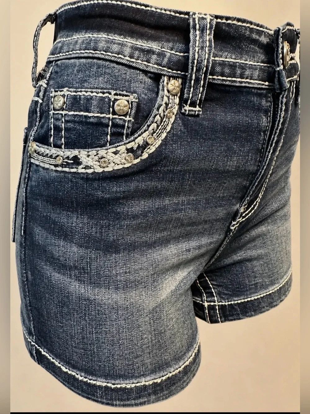 Freedom Ride Rhinestone Denim Shorts - Picture 3 of 4